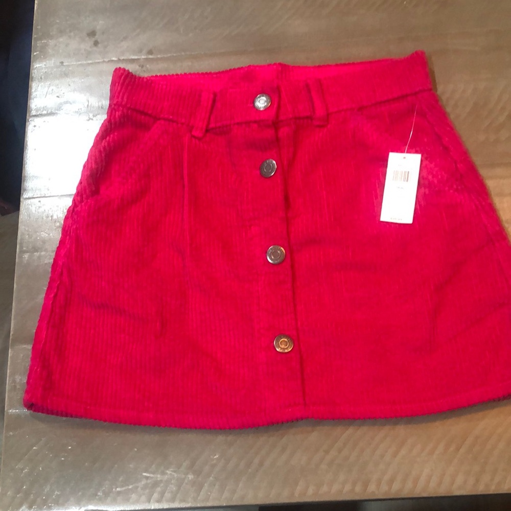 Hot Pink Corduroy Button-Front Skirt